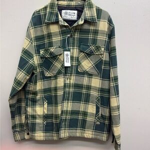Alpine Design Green and Cream Plaid Shirt Jacket